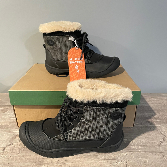 JBU by Jambu Womens Jane Black Boots Size 6 Slip On Lace Up Faux Fur - Picture 3 of 10